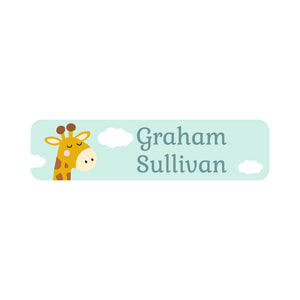 small rectangle name labels giraffe green