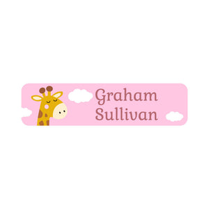 small rectangle name labels giraffe pink