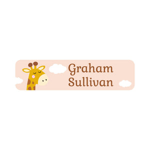 small rectangle name labels giraffe tan