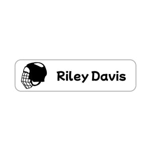 small rectangle name labels hockey black white