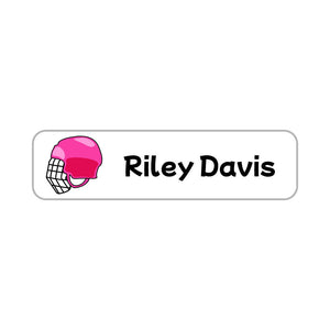 small rectangle name labels hockey pink