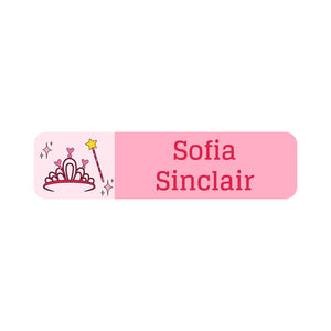 small rectangle name labels princess pink