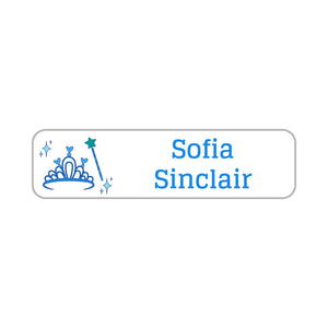 small rectangle name labels princess white - blue