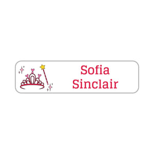 small rectangle name labels princess white - pink