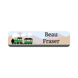 small rectangle name labels train green