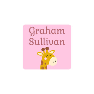 square clothing labels giraffe pink