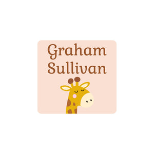 square clothing labels giraffe tan