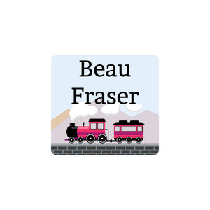 square clothing labels train pink