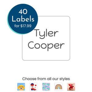 Personalized square clothing labels for kids