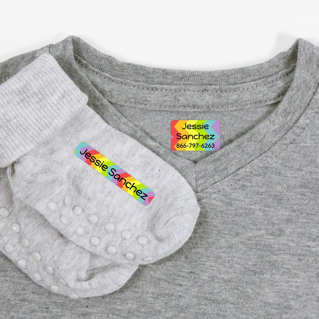 Rainbow Zig-Zag Clothing Labels Pack