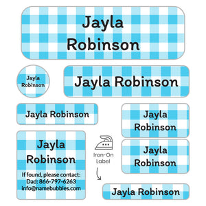 gingham sleepaway camp labels pack