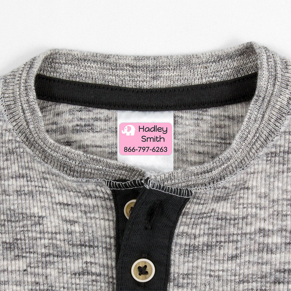 Iron-On Name Labels For Clothing: Elephant Labels